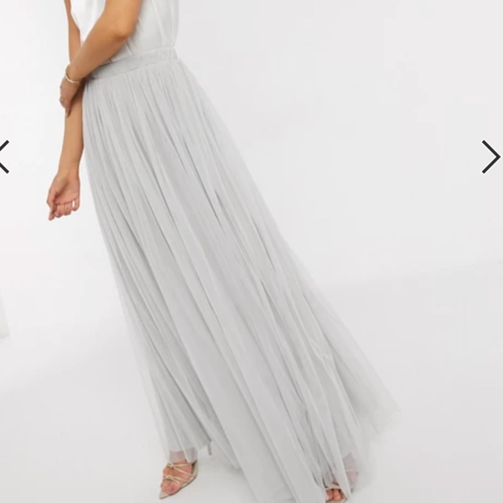 Tulle Maxi Skirt (Light Grey)